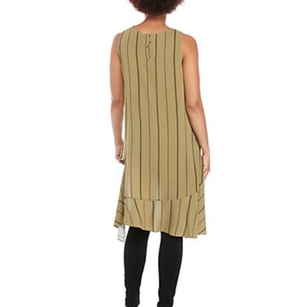 Madison Sleeveless Tunic S High Low Striped Dried Herb - Picture 8 of 12